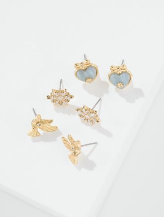 Talbots Winter Charm Stud Earring Set - Multi/Gold - 001 Talbots