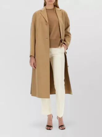 Theory long coat belted waist notched lapels