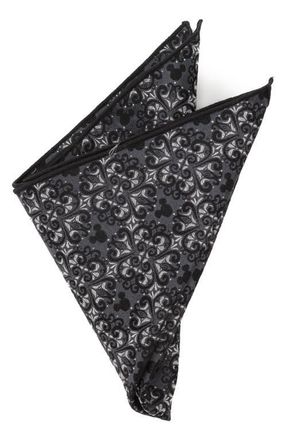 Cufflinks Inc. x Disney Mickey Mouse Damask Tile Silk Pocket Square in Gray at Nordstrom