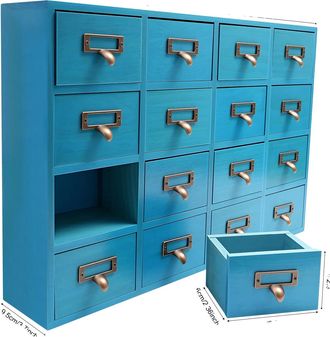 OEM Armario De Almacenamiento, 16 Cajones, Dise&ntilde;o Resistente De Madera Y Metal, Armario De Boticario