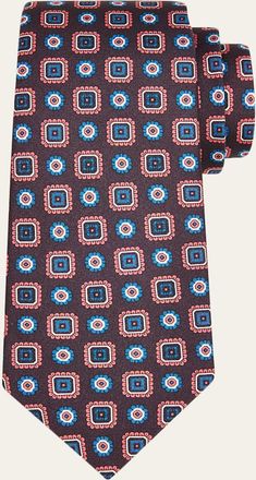Kiton Mens Multi-Medallion Silk 7-Fold Tie