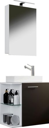 ebuy24 Ebuy24 - Set Vcm De 3 Piezas Lavadero Para Invitados Wc Ba&ntilde;o De Invitados Wc De Lavabo Set De Ba&ntilde;o - Hausa Sc (blanco / Antracita)