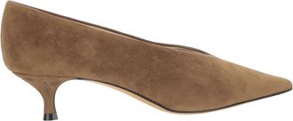 Le Monde Beryl Beige Pointed-Toe Low Kitten Heel Suede Pumps