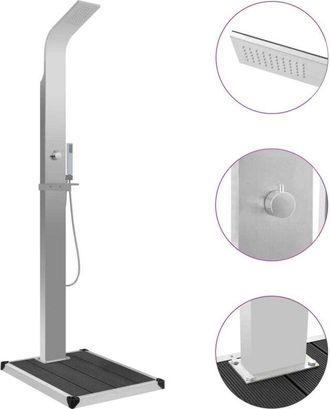 vidaXL Ducha De Jard&iacute;n Con Plato Acero Inoxidable Y Wpc Vidaxl