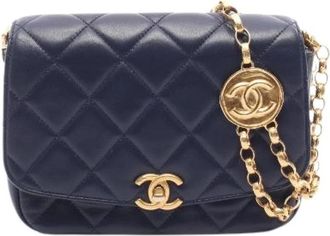 Chanel Pre-owned Matelasse Small Flap Shoulder Bag - Dames - Vintage Schoudertas - Blauw - ONE Size - Leer - Vintage