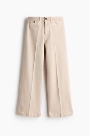 H&M Wide High Waist Ankle Jeans in Light Beige at Nordstrom, Size 12