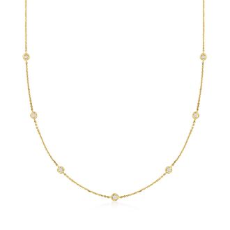 RS Pure by Ross-Simons Diamond Station Necklace in 14kt Yellow Gold