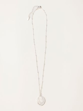 Fat Face FatFace Leaf Circle Necklace in Silver Tone