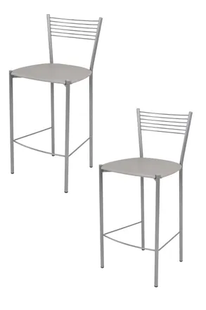 Tommychairs Tommychairs 2 Taburetes Elegance En Acero Aluminio Asiento Polipiel Gris Claro