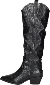 Notre-V Stijlvolle cowboylaarzen met krokodillenprint - Dames - Cowboylaarzen - Zwart - 38 EU - Wol - Schoenen