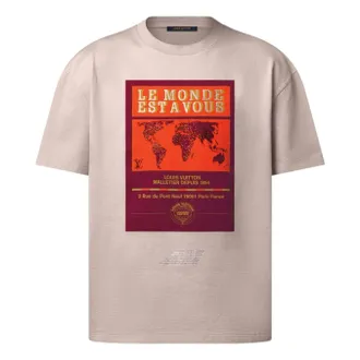 Louis Vuitton Embellished Graphic Cotton T-Shirt Ivory 1AHCKV