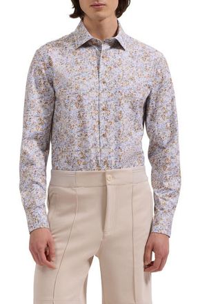 Bugatchi James OoohCotton Floral Button-Up Shirt in White/Caramel at Nordstrom, Size Xxx-Large