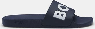 HUGO BOSS Aryeh herenslippers, Italiaans gemaakt, met groot logo in donkerblauw