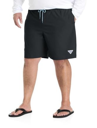 Columbia Big & Tall PFG Rambler Solid Swim Trunks in Black at Nordstrom, Size 4X Big