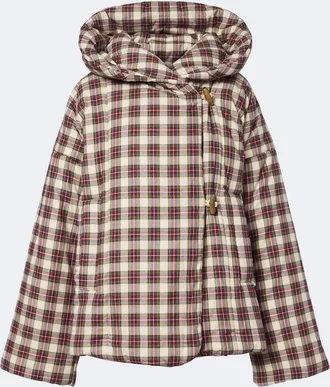 Dries Van Noten Gingham hooded cotton puffer jacket