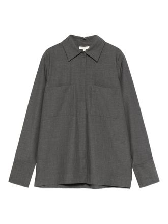 Yerse Collared Neck Saigon Shirt In Grey Wool Blend