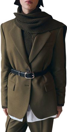 Mango Notch Collar Blazer in Khaki Green at Nordstrom, Size X-Small