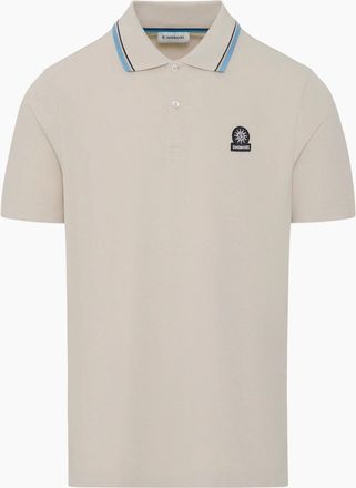 Sandbanks Mens SANDBANKS STRIPE TAPE POLO STONE - Cream - Size: 42