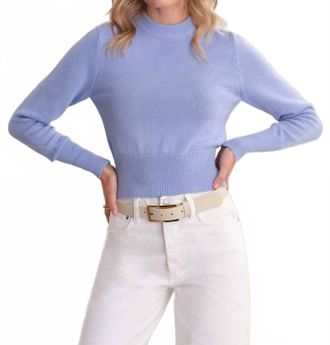525 america Adeline Cropped Cotton Sweater In Blue Heron