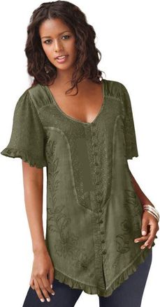 Roaman's Acid Wash Tunic in Dark Olive Green at Nordstrom, Size 30