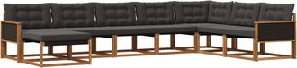 vidaXL Conjunto De Sof&aacute;s De Exterior 8 Uds. Natural Y Negro Vidaxl