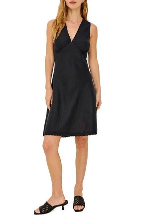 Rails Bex Embroidered Detail Linen Dress in Black Linen at Nordstrom, Size Xx-Small