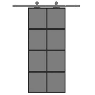 Berkfield Home Sliding Door Black 90x205 cm Tempered Glass & Aluminium
