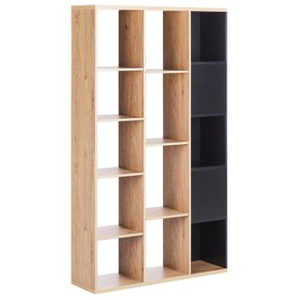 Beliani Estanter&iacute;a Moderna Minimalista De 5 Niveles Librer&iacute;a Expositor Almacenamiento 99 X 26 X 175 Cm Negro Con Madera Clara Bangor