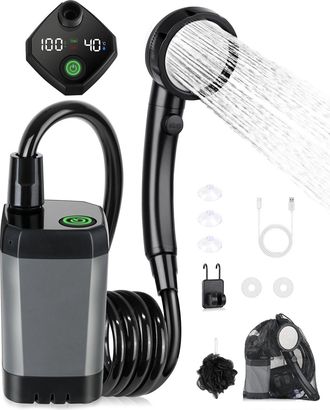 OEM Kit De Ducha Port&aacute;til, Bomba El&eacute;ctrica Recargable, Pantalla Inteligente, 4 Modos De Chorro, Para Acampar Y Hacer Senderismo