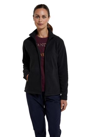 Mountain Warehouse Raso Womens Fleece - Soft Touch Ladies Sweater Top with Full Zip, Microfleece - Best for Daily Use, Outdoors & Travelling Black Womens Size 6