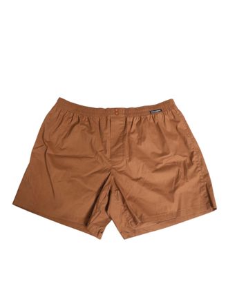 Dolce & Gabbana Brown Cotton Boxer Waistband Short Mens Swimwear