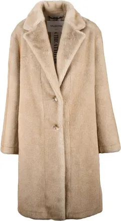 VALENTINI 1972 Faux Fur Coat Buttons - Beige