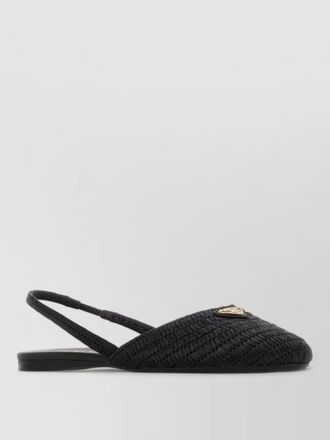 Prada raffia ballerinas pointed toe flat sole