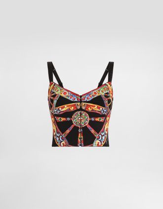 Dolce & Gabbana Carretto-print Charmeuse Top - Woman Shirts And Tops Multicolor 36