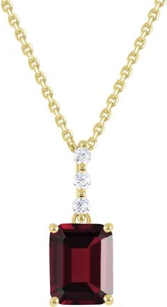 Diamond2Deal 10K Yellow Gold Garnet and Diamond Pendant Necklace 18