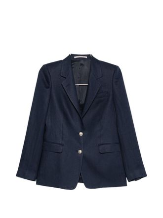 Tagliatore Blue Classic Lapels Linen Blazer