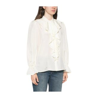 Marella Caldaia Ruffled Silk Blouse - female - Marella - Blouses - White - XS - Blouses & Shirts