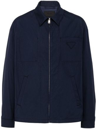 Prada logo-patch cotton jacket - men - Cotton - S - Blue