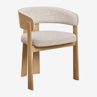 Sklum Pack De 2 Sillas De Comedor Con Reposabrazos Tapizadas Y En Madera De Roble Olea Sklum
