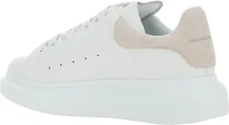 Alexander McQueen Womens Leather Low-Top Sneakers White Contrasting Heel Calf Trainers