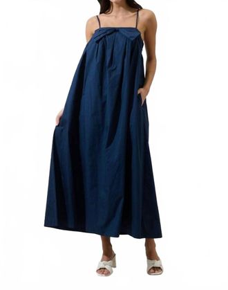 Sugarlips Melly Pleated Bow Maxi Dress In Navy