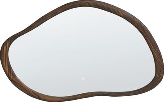 Beliani Espejo De Pared Led De Vidrio Dormitorio Ba&ntilde;o 60 X 93 Cm Marr&oacute;n Oscuro/plateado Mancey
