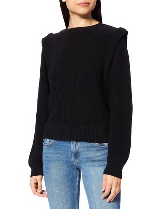 NA-KD Womens Open Back Knitted Sweater, Black, Large