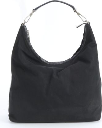 Gucci Black Leather Nylon Handbag Shoulder Bag Tote Bag (Pre-Owned)