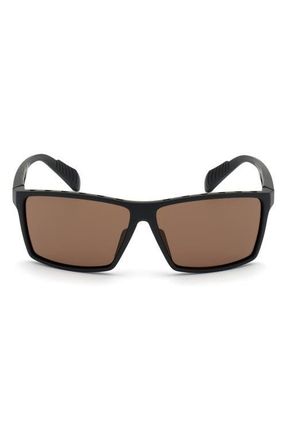 adidas 63mm Rectangular Sunglasses in Matte Black /Brown Lenses at Nordstrom