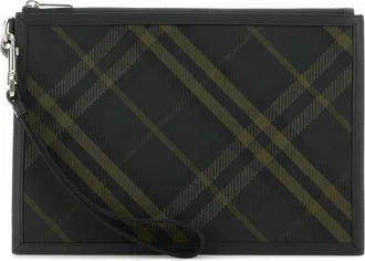 Burberry Embroidered Canvas Clutch