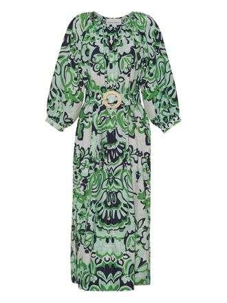 Cara Cara floral-print midi dress - women - Cotton - XS/S - Green