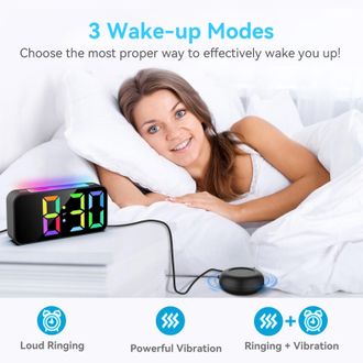 OEM Reloj Despertador Digital Para Dormitorio, Reloj Digital Blanco Con Control De Brillo Y Funci&oacute;n De Repetici&oacute;n De Alarma, Gran Pantalla Rgb Con 8 Opcio