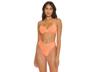 BECCA by Rebecca Virtue Line in The Sand Giselle Rib Textured Underwire Bra Womens Swimwear Nectar : SM, Polyester/Spandex