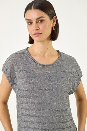 Roman Sequin Stripe Knitted Top